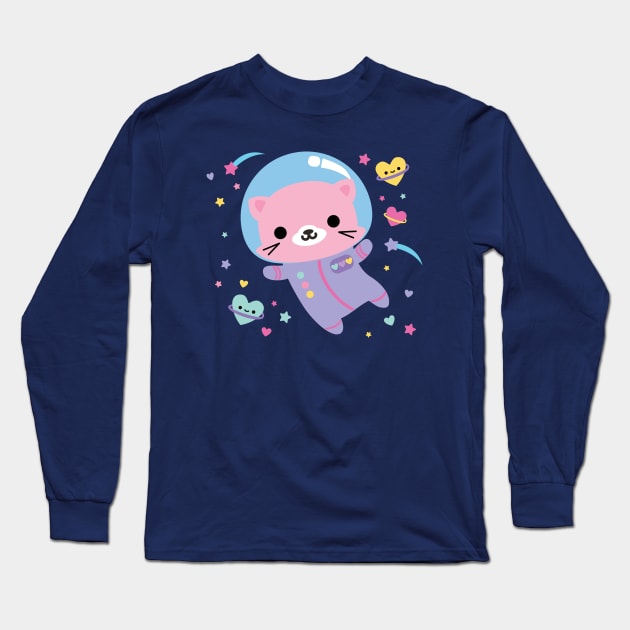 Kitty in Space Long Sleeve T-Shirt by BoredInc